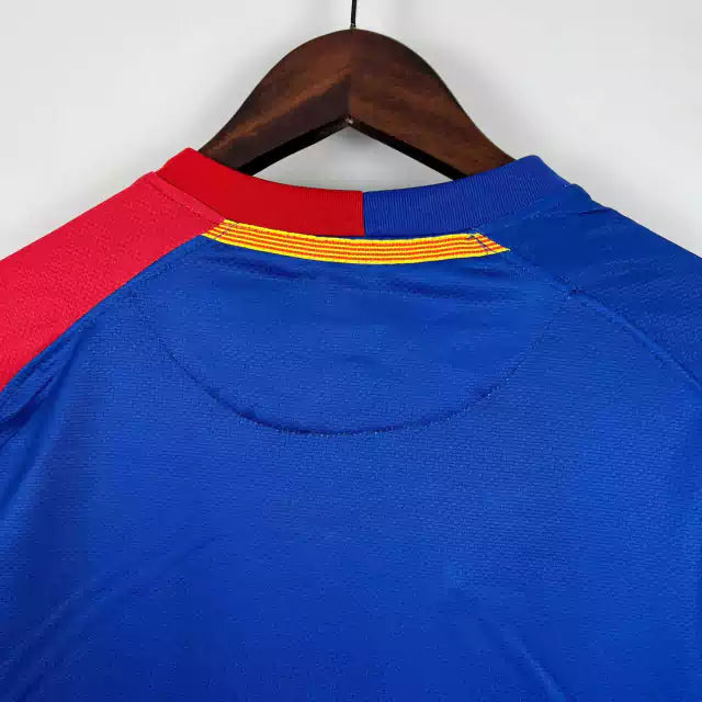 Camisa Retro Barcelona 08/09 Azul e Grená Home