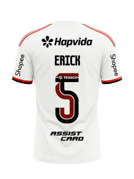 Camisa Flamengo Jogo 1 Branco Adidas 2026 – Com Kit Patrocínio – Erick 5