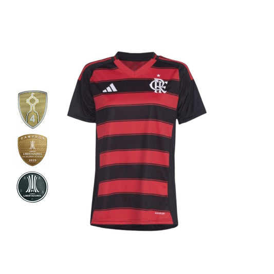 Camisa Feminina Flamengo I 2025/26 Torcedor + PATCHS LIBERTADORES