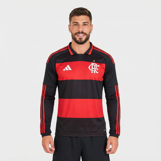 Camisa Flamengo Manga Longa Jogo 1 2026/27 Torcedor Masculino