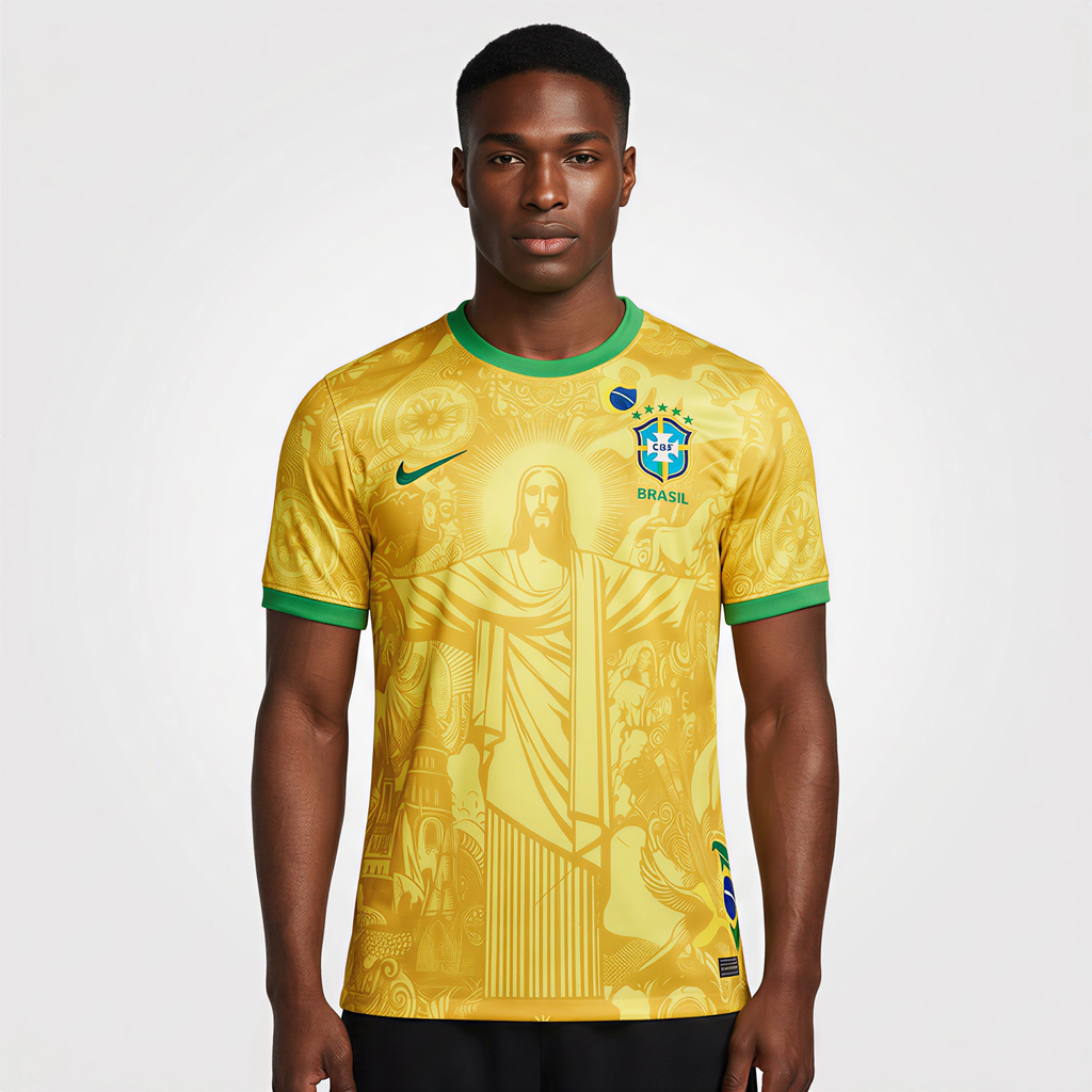 Camisa do Brasil Amarela Cristo Redentor 2024 Unissex