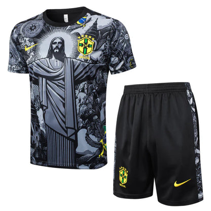Kit Seleção Brasileira Preto Cristo Redentor 2024 Unissex