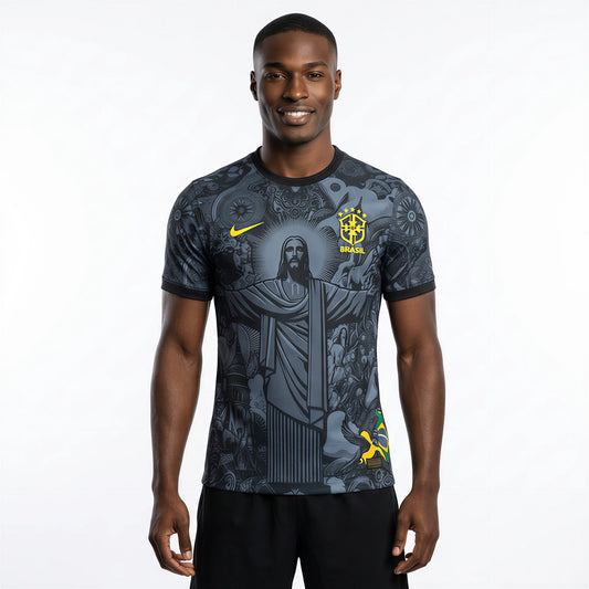 Camisa Player do Brasil Preta Cristo Redentor 2024 Unissex