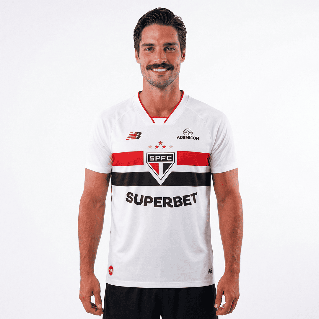 Camisa São Paulo I 2026/27 Torcedor New Balance Masculina - Branco+Vermelho