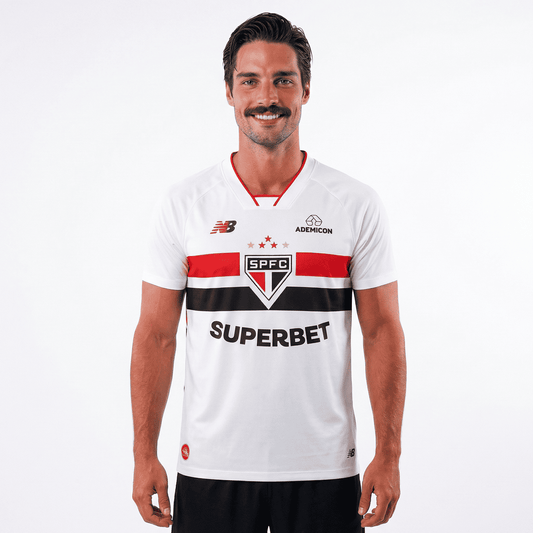 Camisa São Paulo I 2026/27 Torcedor New Balance Masculina - Branco+Vermelho