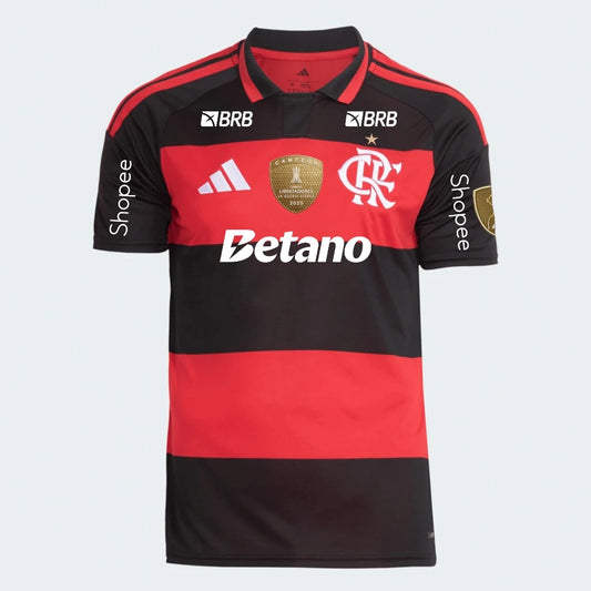 Camisa Flamengo Jogo 1 2026/27 Kit Patrocínio + Kit Patchs CAMPÉON Libertadores 25