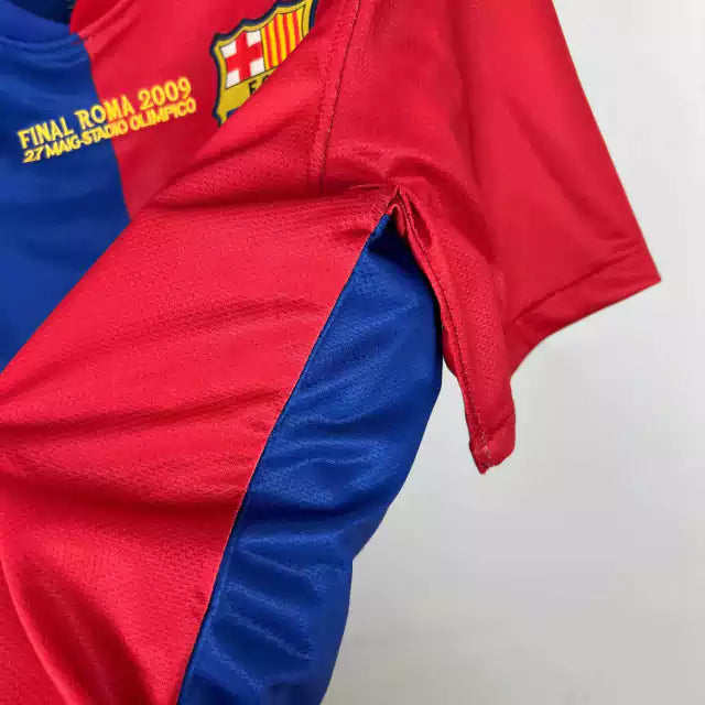 Camisa Retro Barcelona 08/09 Azul e Grená Home
