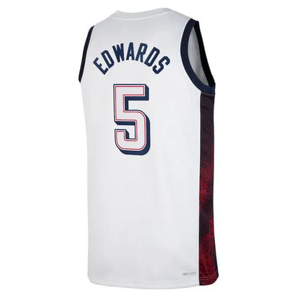Regata USA Basquete 2024 Nike Swingman Jersey Unisex Anthony Edwards #5 Branca
