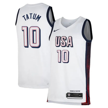 Camisa USA Basquete 2024 Nike Swingman Jersey Unisex Jason Tatum 10 Branca