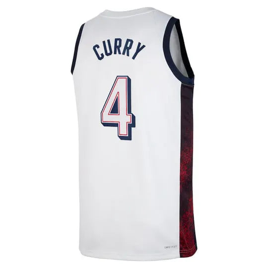 Camisa USA Basquete 2024 Nike Swingman Jersey Unisex Stephen Curry 4 Branca